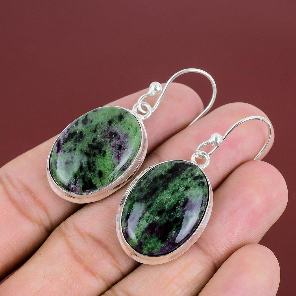 Ruby Zoisite Earring Natural Gemstone Earring Decent Jewelry 925 Sterling Silver Earring Ruby Zoisite Jewelry Handmade Earring Gifts For Her