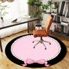 1pc Pearl Bow Round Chair Mat Office Area Rug - Non-Slip, Floor Mat for Office, Bedroom, and Indoor Decor P127219