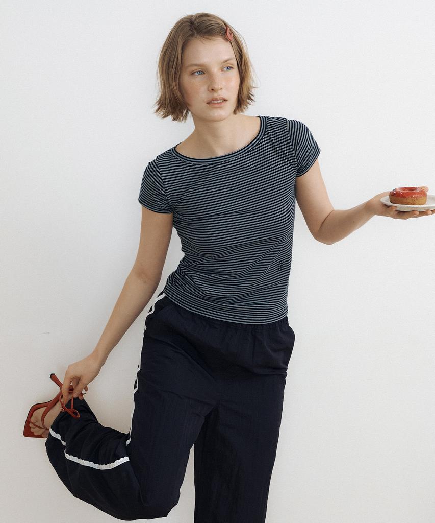 LUCIR ZU Stripe Baby Tee (Black)