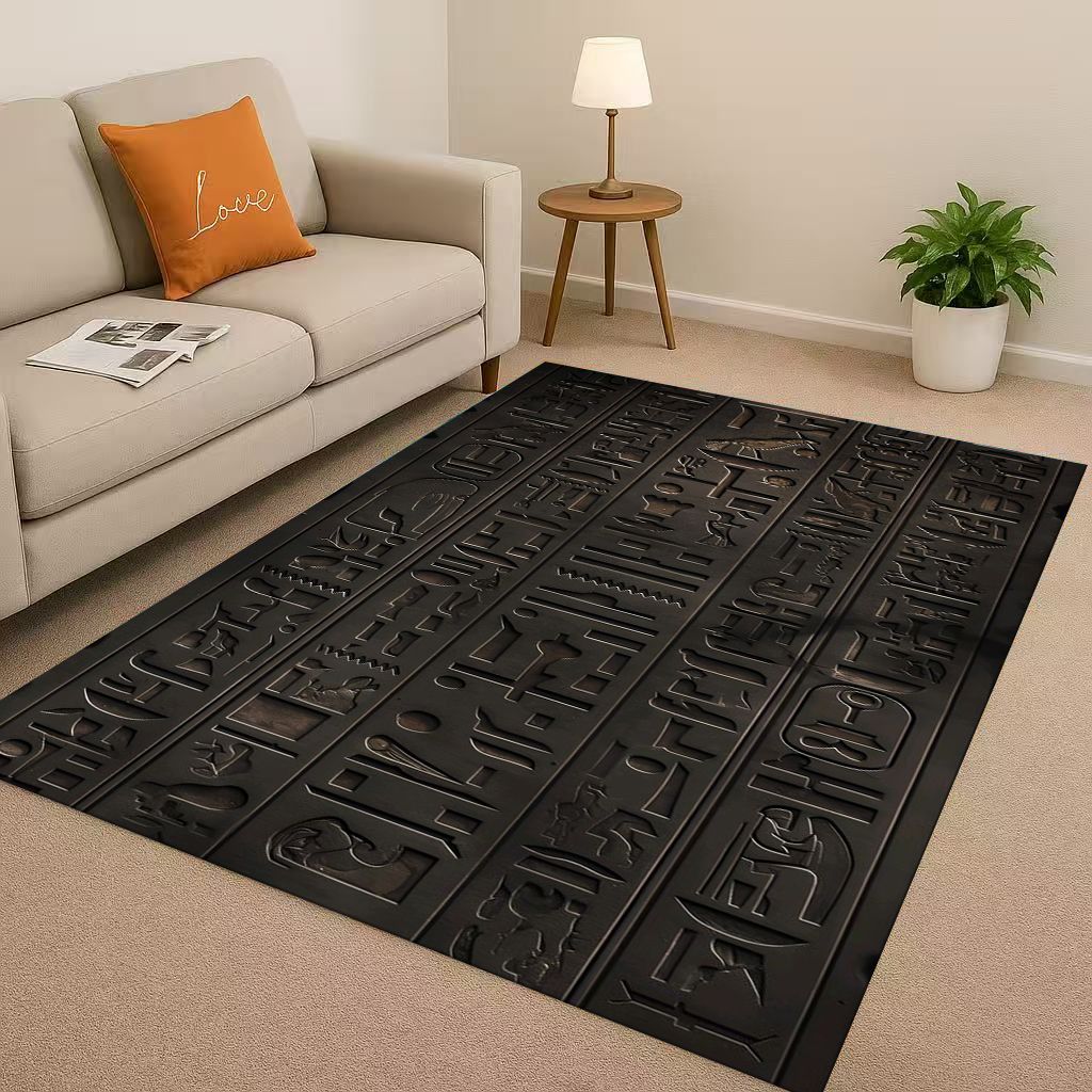 Retro Ancient Egypt Pictographic Eye of Horus Living Room Non-Slip Area Rug Carpet for Bedroom Sofa ,Easy Clean Home Doormat