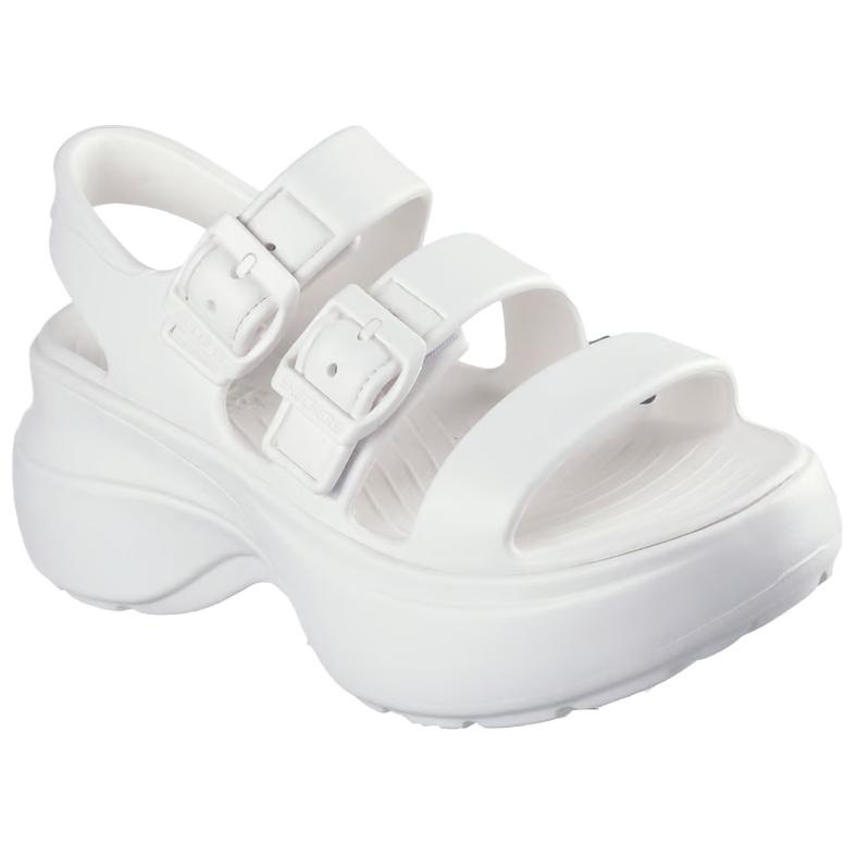 Skechers Sandalias de Playa Casuales Suaves Cómodas Foamies Tai - Get Real Sandalias para Mujer Blancas 111619-WHT