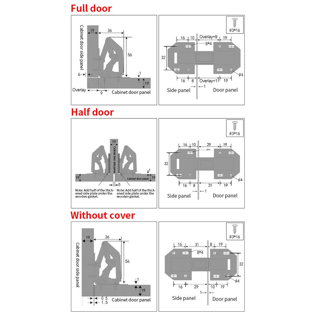 Cabinet Hinge Door Hinge Plated Free-Punching Soft Closing Kitchen Cupboard Damper Buffer Furniture Hardware