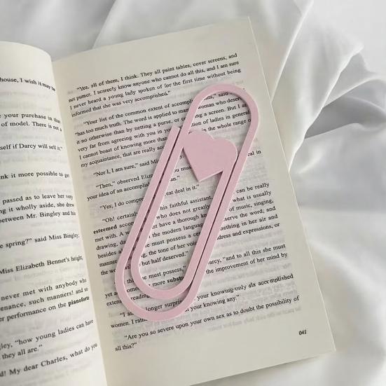 Heart-Shaped Oversized Paper Clip Bookmark PLA Page Marker Romantic Gift for Book Lovers Unique Reading Accessory for Journals Planners