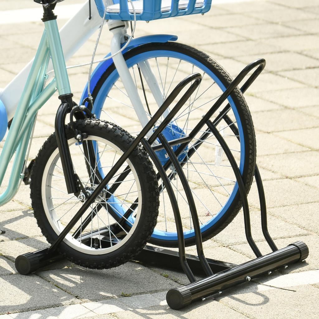 Bike Rack, for 2 Bicycles, Parking Stand, 60 x 54 x 57 cm, Black