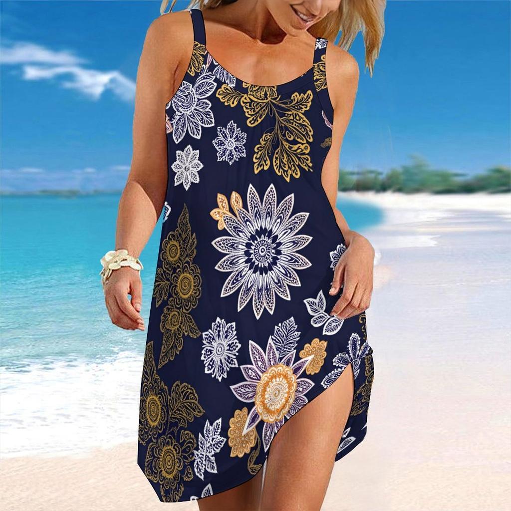 Women's Beach Dress Mini Dress Flower Print Casual Modern Dress Sleeveless Loose Fit Outdoor Daily Summer
