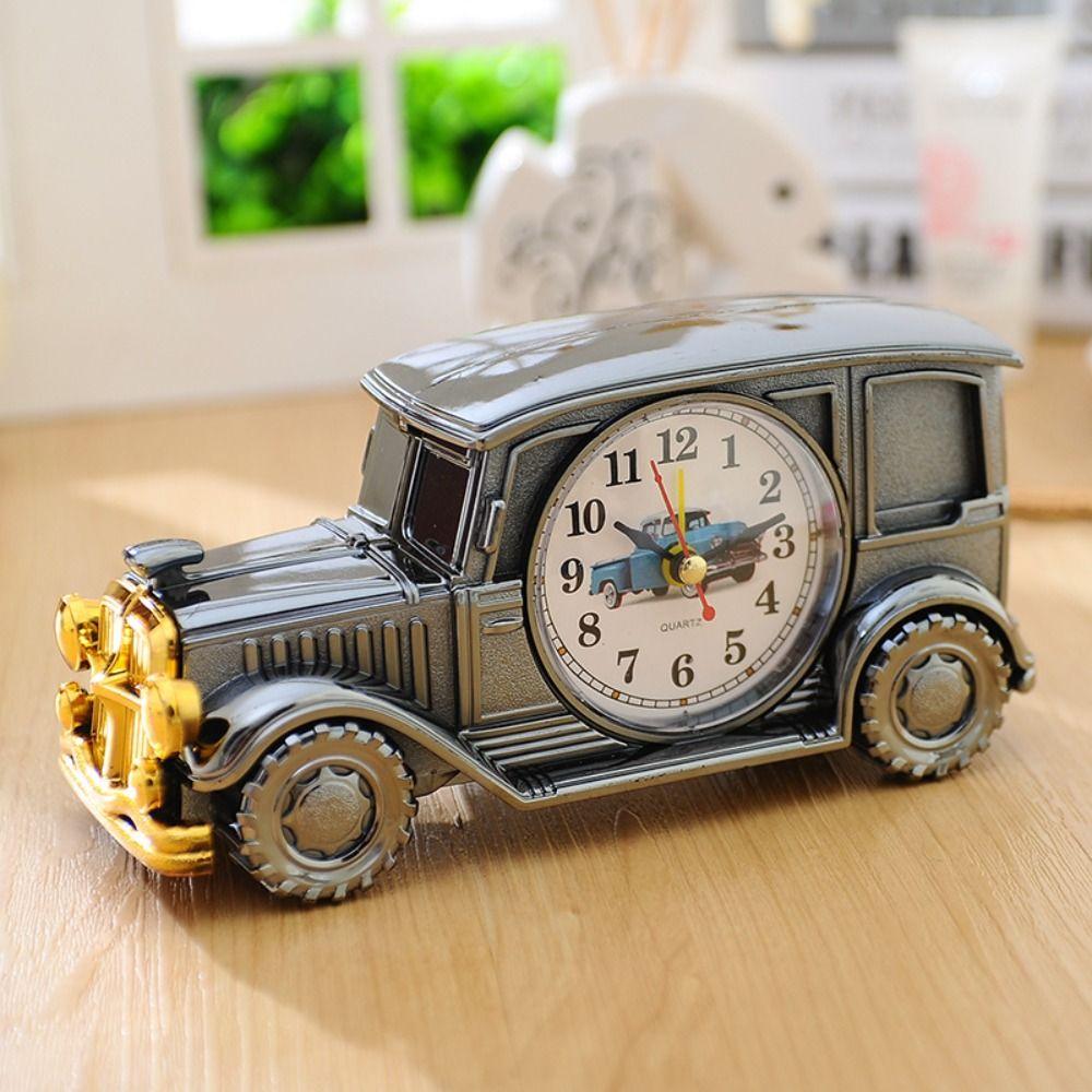 Digital Pointer Table Clock Car Shape Antique Clock Classic Car Alarm Clock Electronic Alarm Clock
