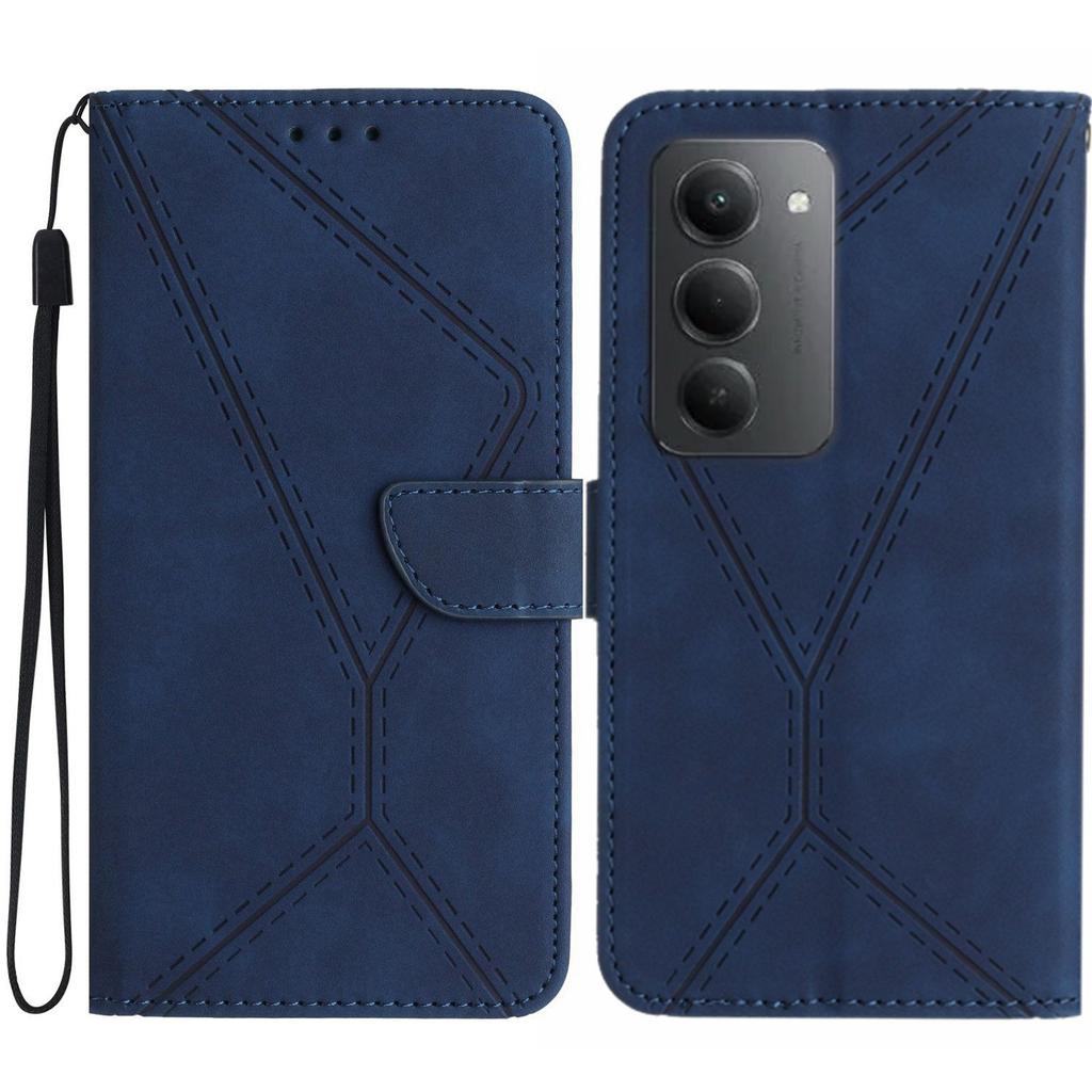 For Xiaomi Redmi 15 5G Case Skin Touch Lines Imprinted PU Leather Flip Phone Cover