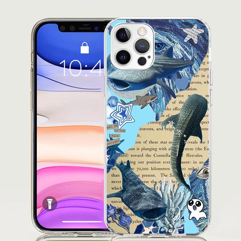 Ocean Whale Shark Phone Case For iPhone 17 Air 16 15 Plus 11 14 Pro Max 13 Mini 12 7 8 + SE Pattern Art Customized Cover 17 Air