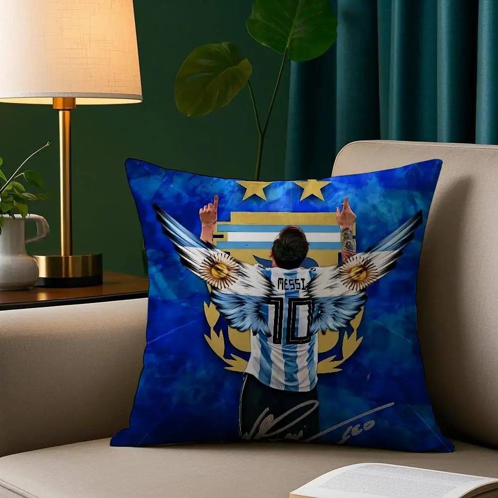 Footballer MMMessiS Pillow Case Short Plush Print Cushion Cover Square Throw Pillow Covers Sofa Home Decor