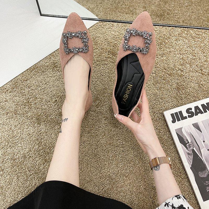 Flat Single Shoes Women's   Loafers Ladies Comfortable Luxury Rhinestone Brand Shoes Black Woman Autumn Summer