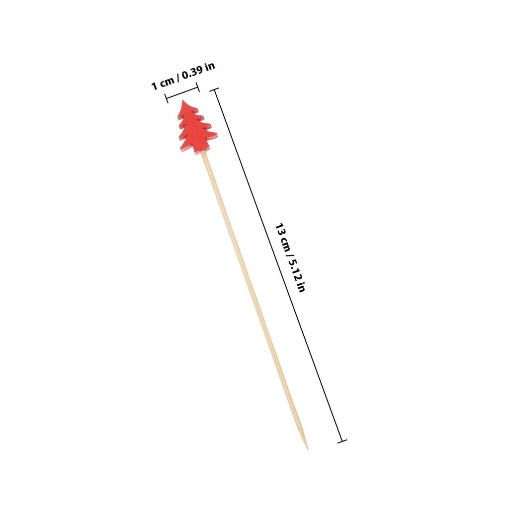 100Pcs Christmas Tree Shape Bamboo Cocktail Picks Food Safe Smooth Finish Fruit Skewers for Bar Party Ktv Home Garnish