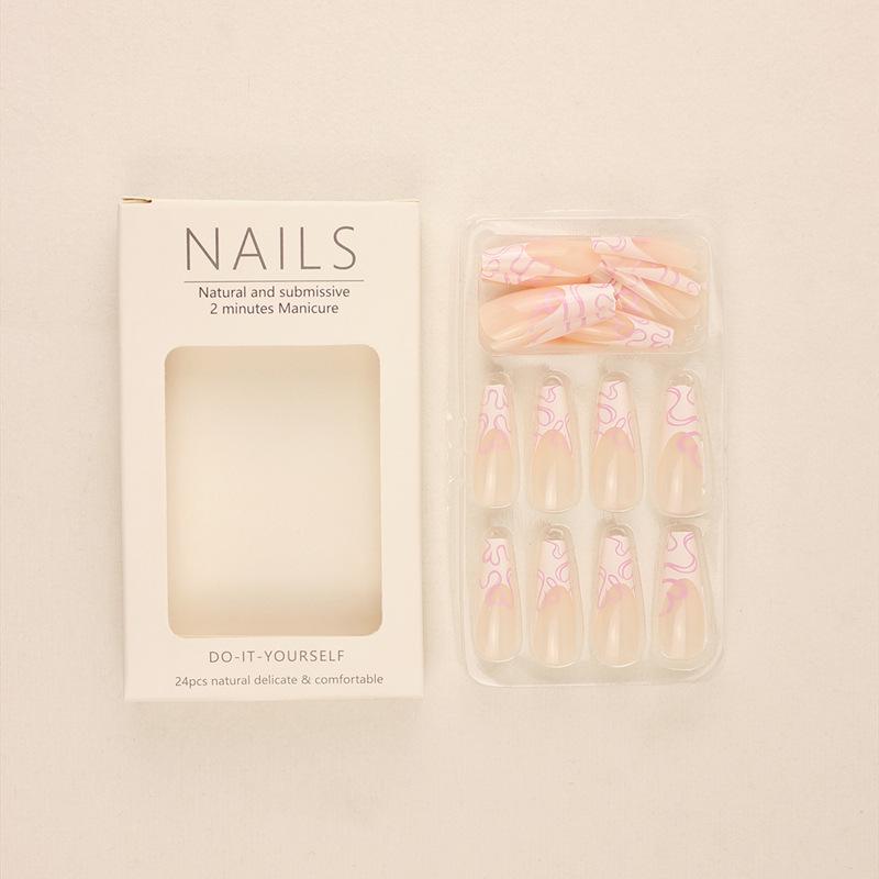 Long Pink Heart Sweet Manicure - Ultra-Thin Seamless Wearable Armor Nail Piece.