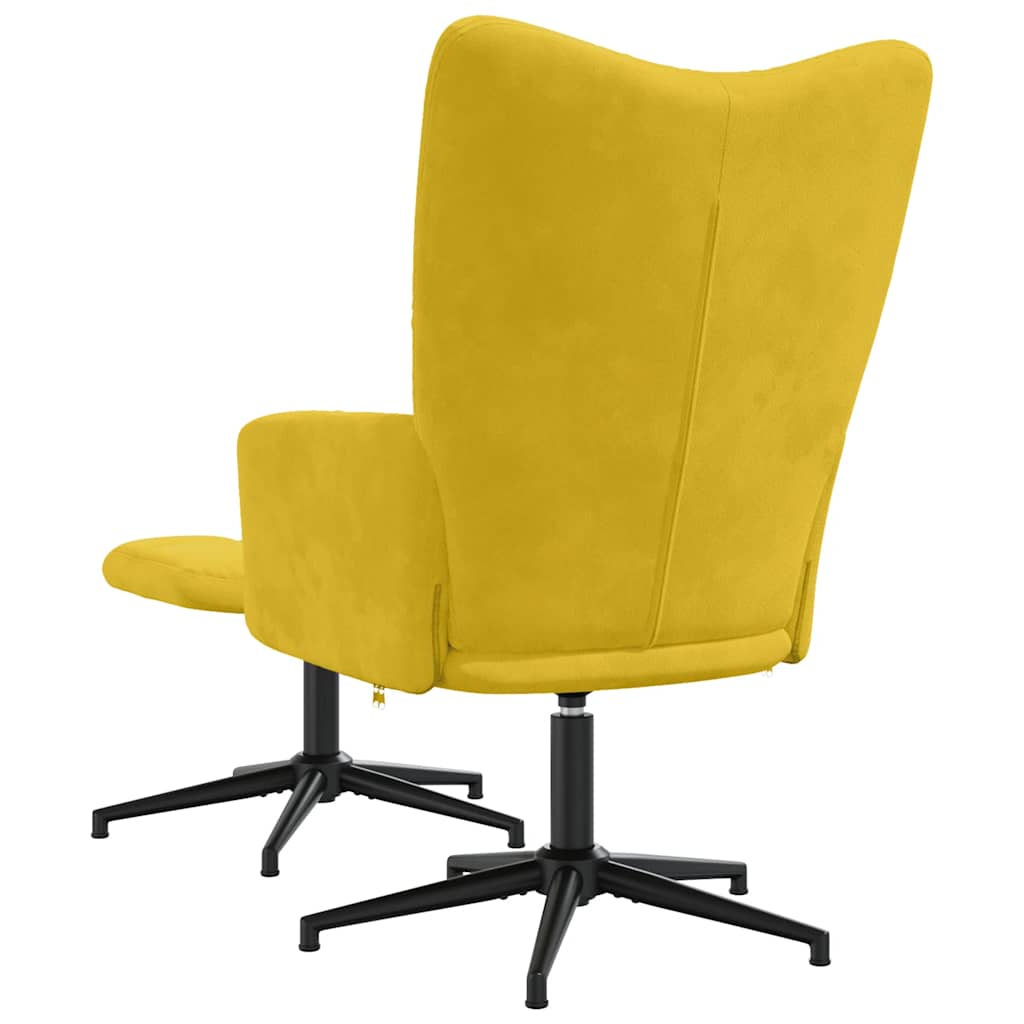 Vidaxl Armchair with Footstool, Mustard, Upholstered In Velvet