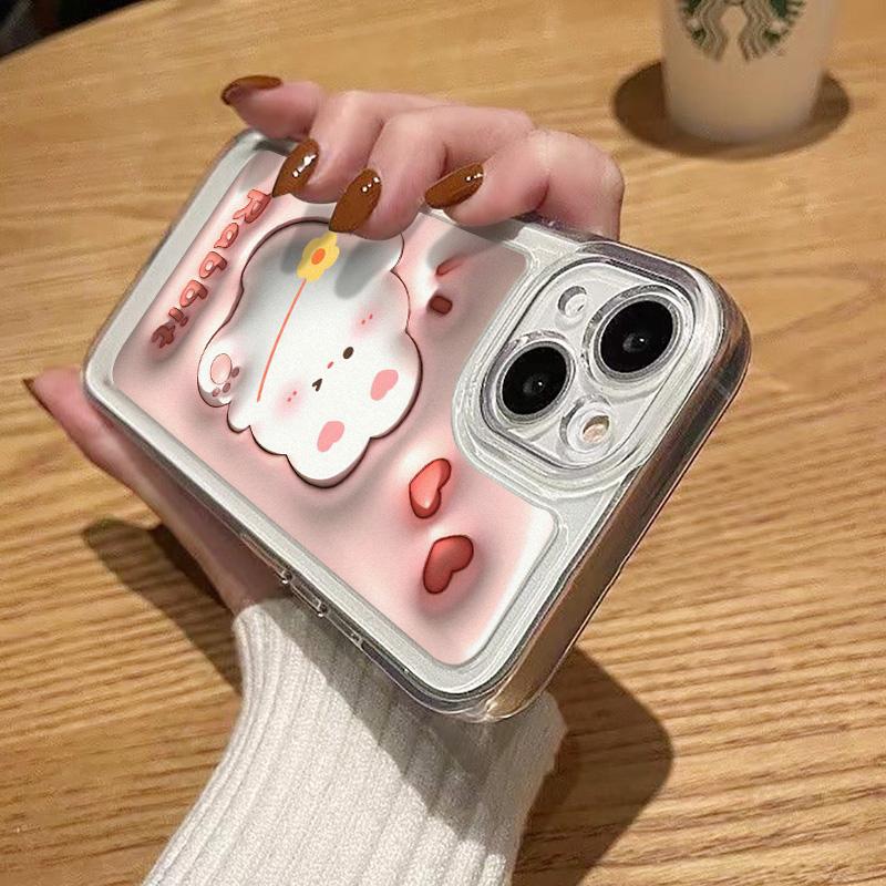 Husă de telefon drăguță Rubbit transparentă pentru Iphone 12 13 11 14 Pro Max 7 8 Plus Xs Max X Xr Se 2020 2022 Crystal Abstract Husă din spate moale