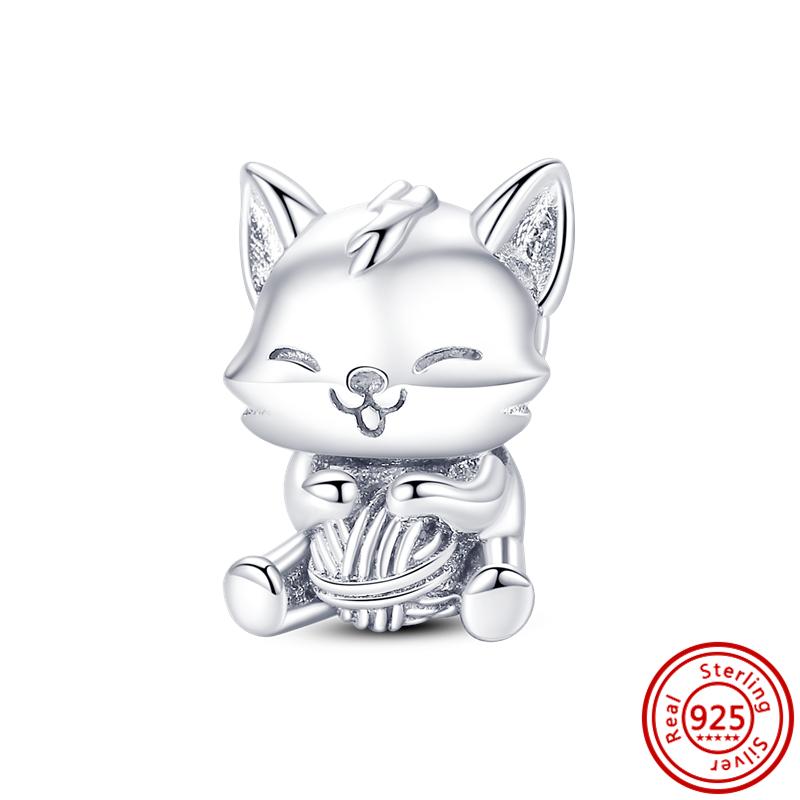 925 Sterling Copper Cute Elephant Dog Paw Print Cat Rabbit Cartoon Beads Fit Original Pantaro Charms Bracelet DIY Zircon Making