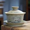 130ml Customized Coarse Pottery Gaiwan Antique Ceramic Tea Infuser Portable Beauty Tea Set Chinese with Lid Teacup Tea Bowl