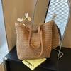 Women Top-Handle Bags Straw Summer Beach Straw Bucket Bag Woven Tote Purse Casual Travel Handbags for Women