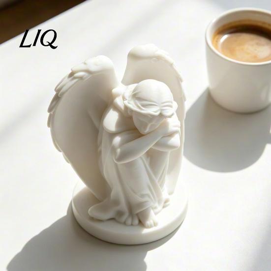 Elegant Shelf Ornaments 3D Printed Sleeping Angel Ornament, Minimalist Figurine Desktop Small Healing Statues Decor, Aesthetic Sculpture for