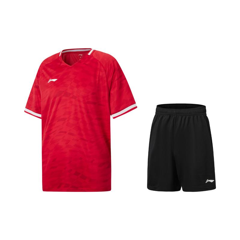 Li-Ning Youth Competition Professional Football Series Soft Skin-Friendly Training Suit Men Sportswear Cinnabar-Red Black YATW005-3 S