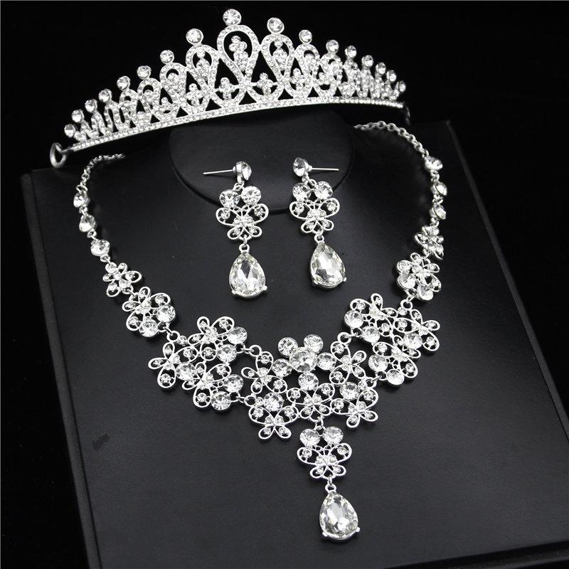 Bride Jewelry Sets Wedding Necklaces Earrings set Women Prom Tiaras and Crowns Wedding Necklaces/Earrings sets Jewelry