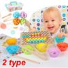 Kids Early Learning Educational Montessori Color Sorting Wooden Toys Hands Brain Training Clip Beads Math Toy Game for Children