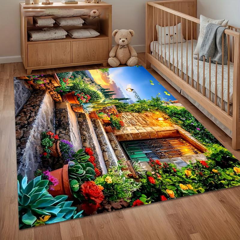 

A Area Rug Carpet Soft Non Slip Tuscan Sunset Stone Steps Floor Mat for Entryway Bedroom Living Room Kids Room Home Decor 40cm x 60cm