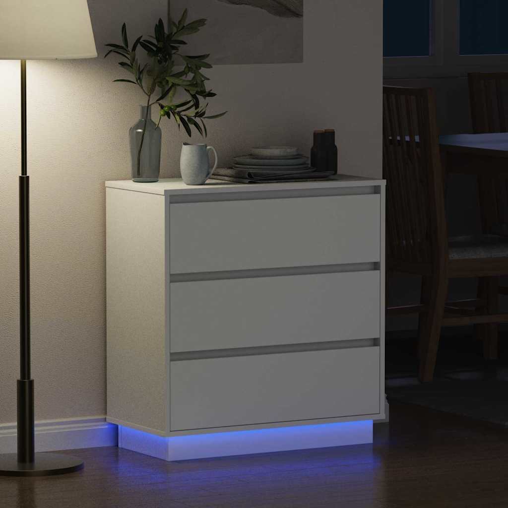 White Nightstand with Drawers 71 x 34.5 x 75 cm Engineered Wood