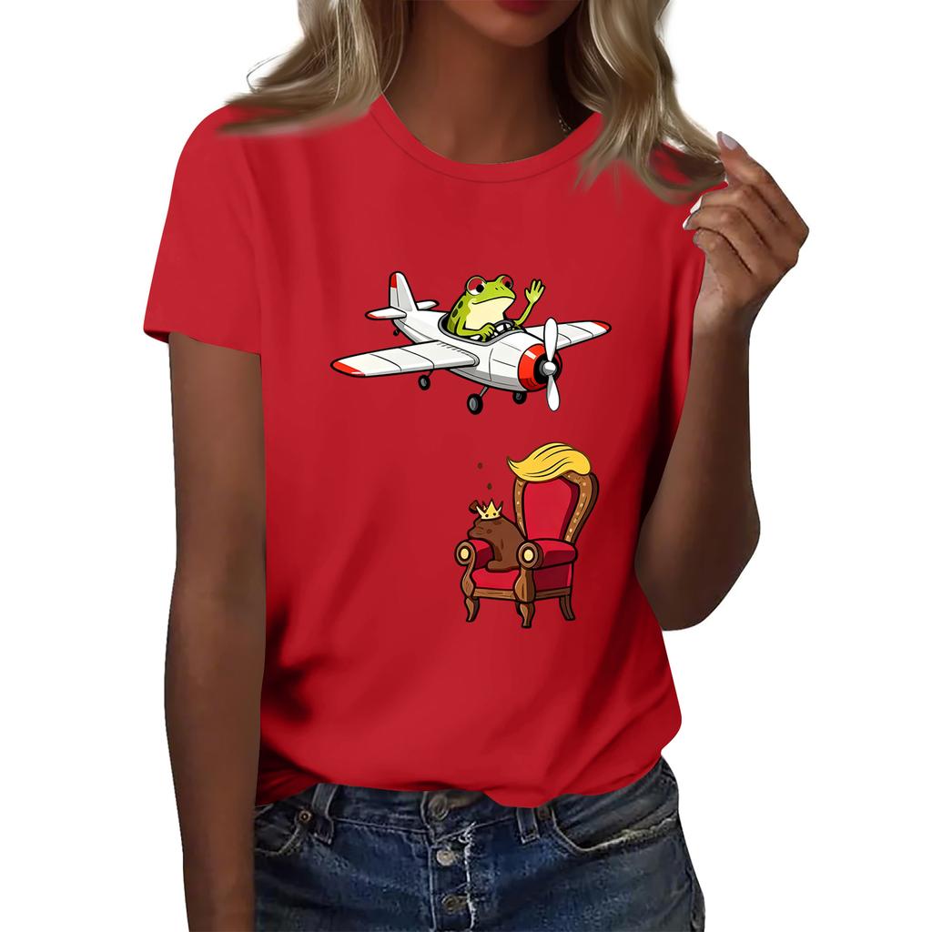 Women's Printed Round Neck Short Sleeve Top