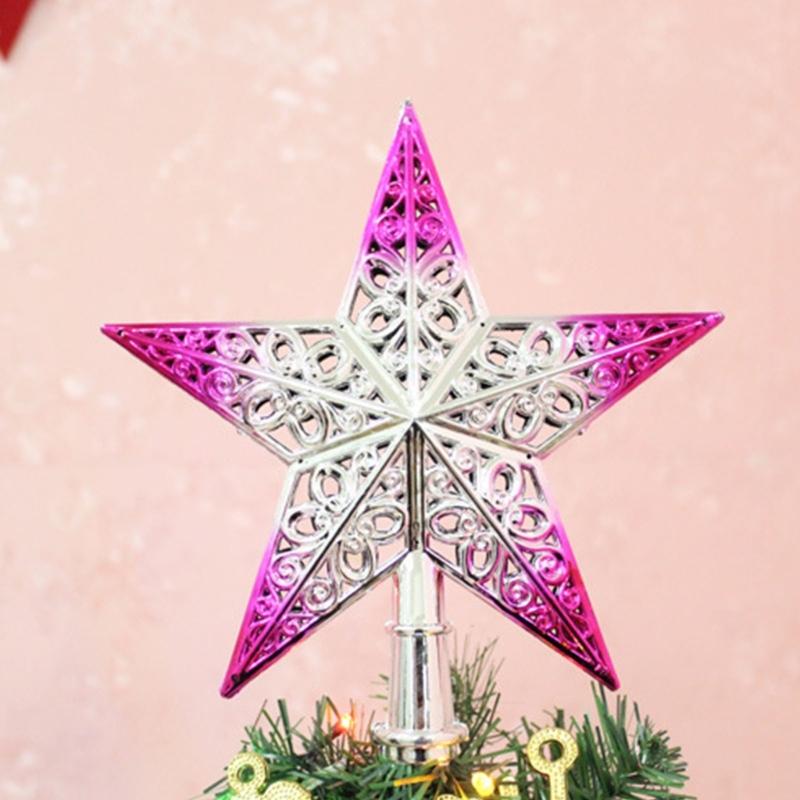 Christmas Tree Top Decoration Hollowed PVC Star Tree Ornament for Festival Tree Decoration Holiday Party Centerpieces