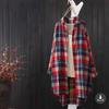 Damen Hemd mit Knöpfen Elegant Chic Damen Oberteil Kariert Vintage Leinen Langarm Chinesische Hemden Blusen Kleidung