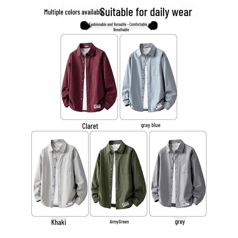 CHOCOOLATEit Men's American Style Cotton Long-Sleeve Shirt