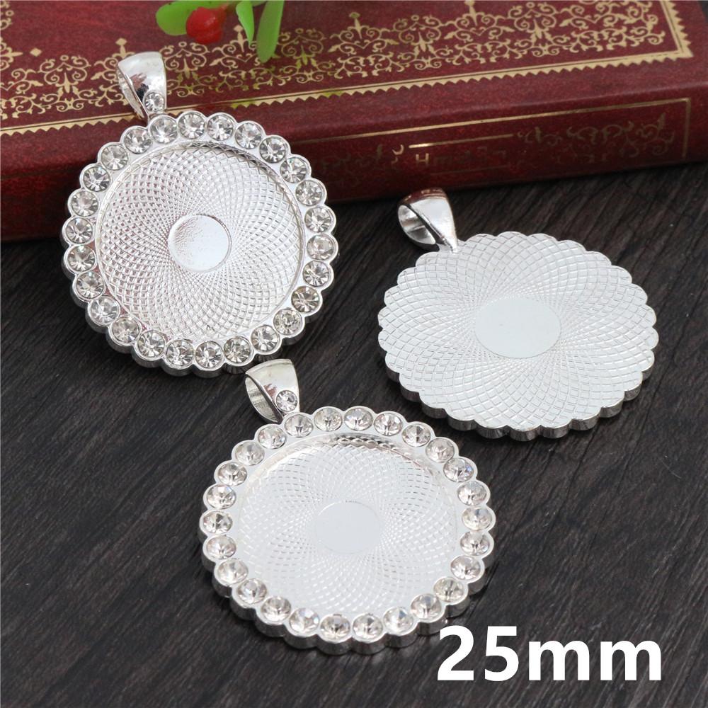 5pcs Fits 20mm 25mm 18x25mm 30x40mm Cabochons with Rhinestone Round Oval Pendant Blank Base SettingTray DIY Jewelry Accessories