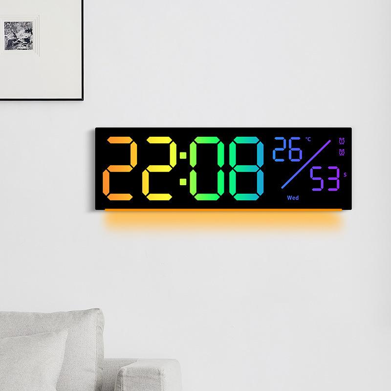 

LED Color-Changing Wall Clock RGB Display, Multi-functional Alarm Clock, Large 6677R. 6677R Black Case