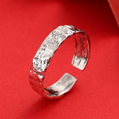 S925 Sterling Silver Retro Thai Blackened Aged Ring for Women - High-end European Style