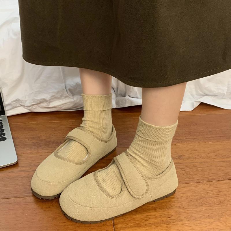 Women's Flat Cotton Shoes Winter New Round Head Shallow Mouth Suede Soft Sole Anti-slip Wear-resistant Low-top Shoes