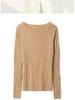 Wave Rhyme Gauze Women's Slim Fit Low Round Neck Wool Knit Shirt