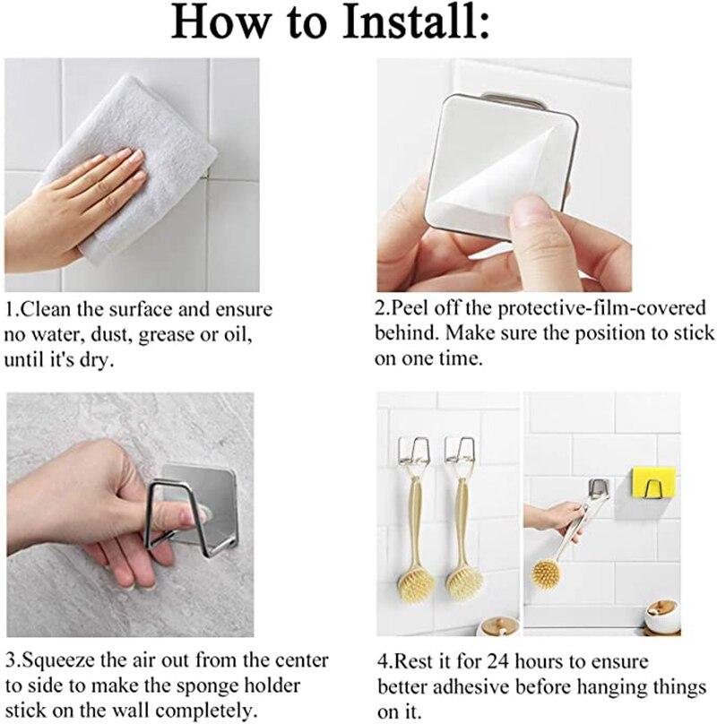 Kitchen Accessories Punch Free Sponges Holder Storage Hook Shelf Bathroom Stainless Steel Storage Holder Bathroom Accessories