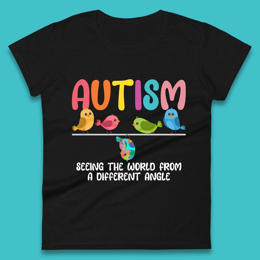 Autism Seeing The World From A Different Angel Autism Awareness Support Autism Acceptance Womens Tee T Shirt Mens Tops Unisex Top