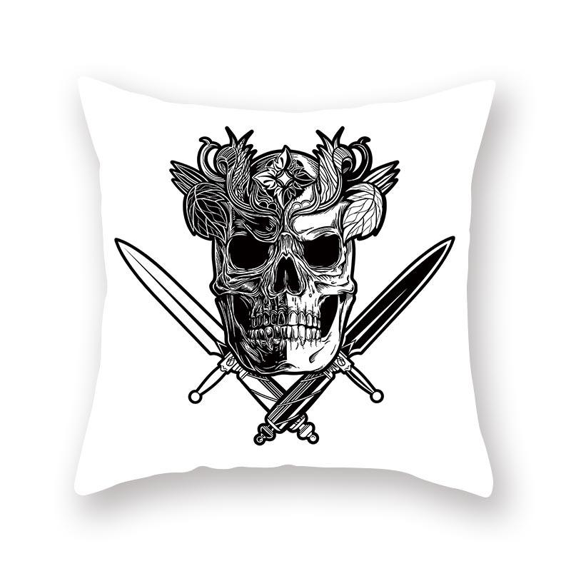Halloween Pillow Cover Cartoon Skull New Short Velvet Cushion Cover Sofa Cushion
