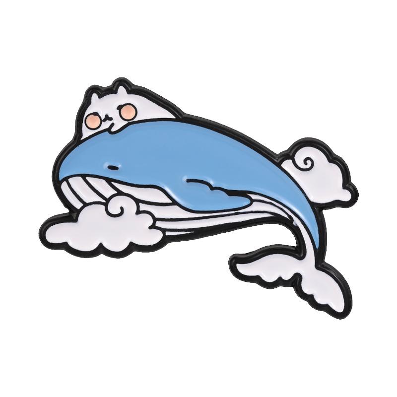 Xiaomi Cartoon Glitter Underwater Marine Creature Enamel Pin Cute Whale Dolphins Sharks Octopus Manta Ray Seahorse Badge Jewelry Brooch