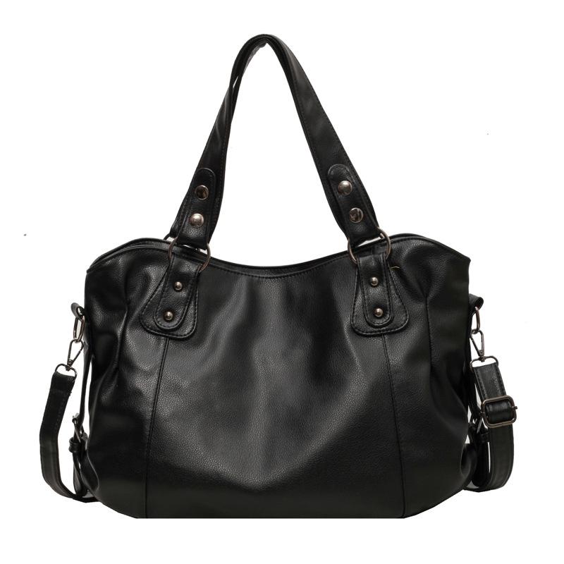 Ladies Large Capacity Brand Handbag Pu Leather Women's Retro Tote Bag Korean Fashion Shoulder Bag Winter White Zipper Handbag