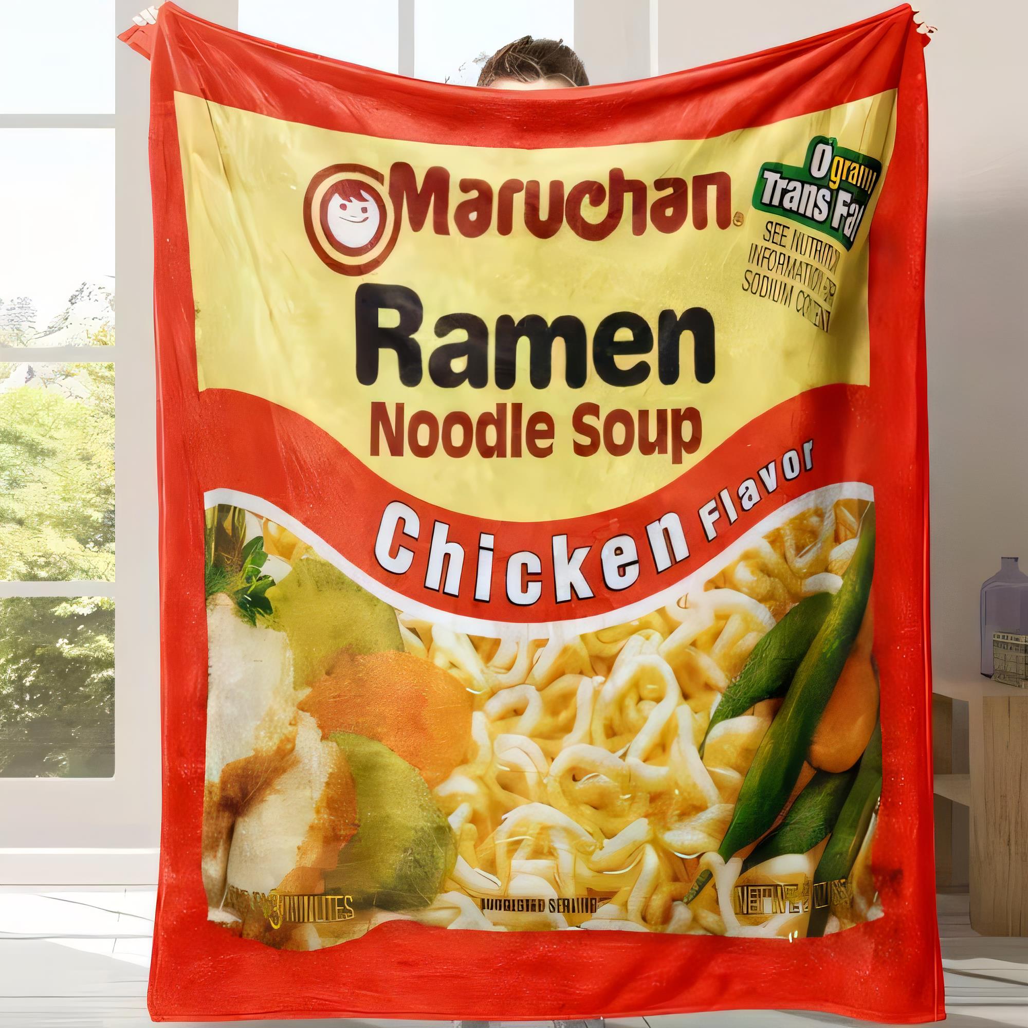 Maruchan Ramen Noodle Soup Blanket Chicken Flavor Cozy Throw Soft Home Décor Perfect Gift for Food Lovers Lightweight Soft Touch 75cmx90cm