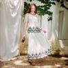Women's Embroidered Striped Two-Piece Skirt Set