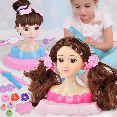 Girls Hair Styling Doll Head Model Pretend Play Makeup Toy with Comb & Accessories Creative Hairdresser Training Tool for Makeup Hairstyle Practice