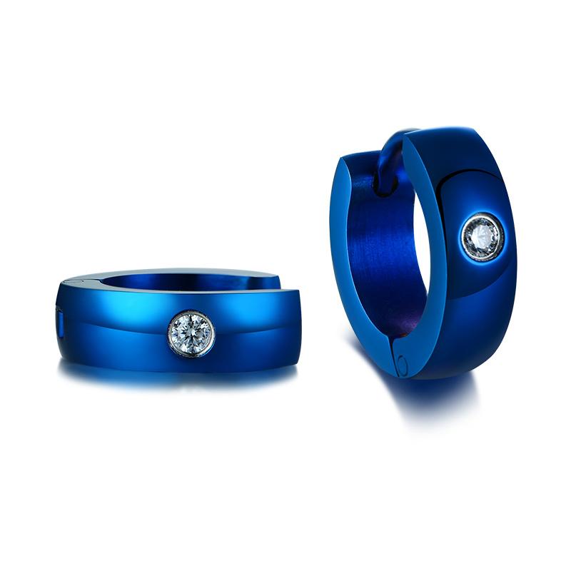 Vnox Süße Creolen für Damen / Herren Kleine Edelstahl-Ohrringe Schwarz / Blau / Goldfarbe