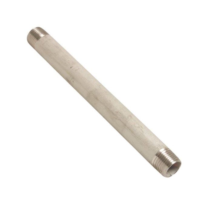 Stainless Steel Fitting, 1/4 Inch Threaded Nipple, 316 Stainless Steel
