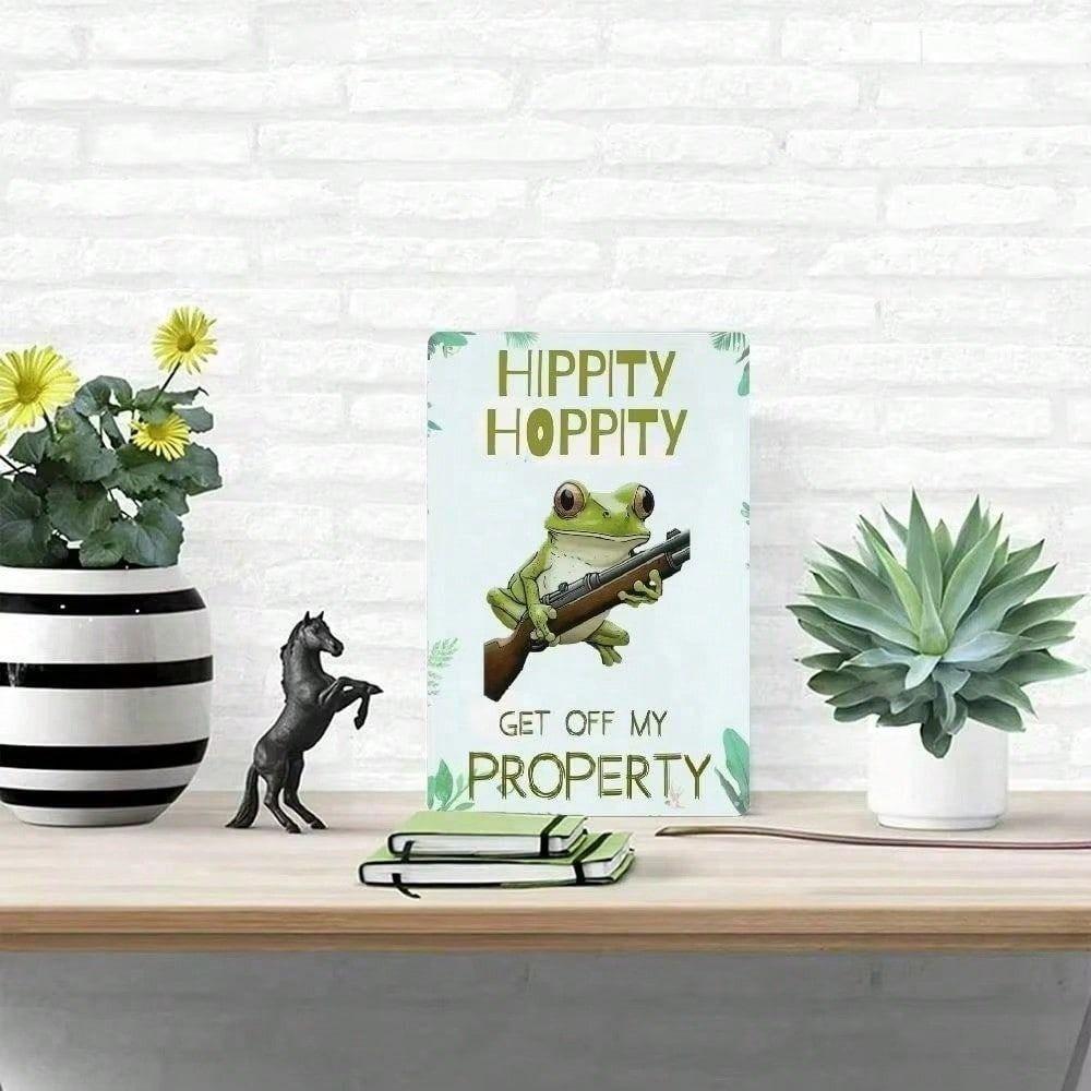 Frog Sign Get Off My Property Metal Plate for Home Garage and Yard