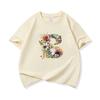 Kids Cotton T Shirt Floral Letter B Print Crew Neck Short Sleeve Tee Casual Boys Girls Summer Tops