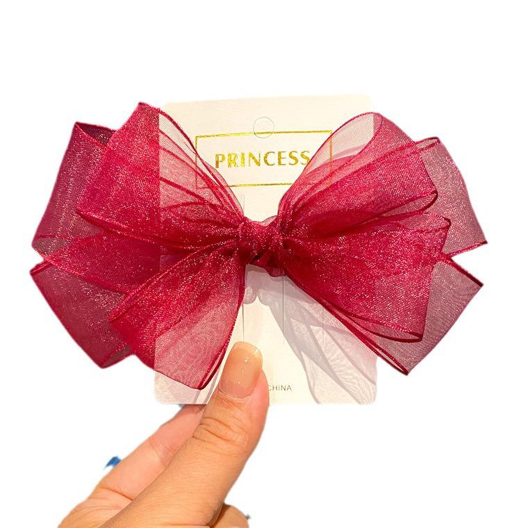 Fairy Princess Style Mesh Bow Hair Clip for Girls