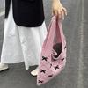 Soft Crochet Tote Bag Sweet Casual Woven Handbag Convenient Bow Knitting Shoulder Bag  Girls